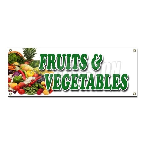Signmission FRUITS & VEGETABLES BANNER SIGN local locally grown organic just picked B-Fruits & Vegetables - main